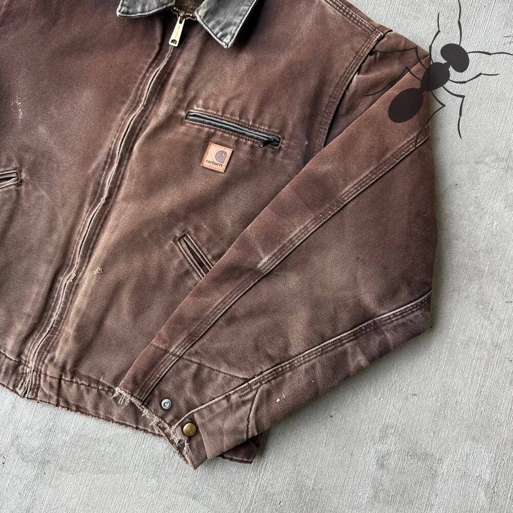 Carhartt J97 DKB faded brown Detroit work wear jacket - Picture 4 of 8